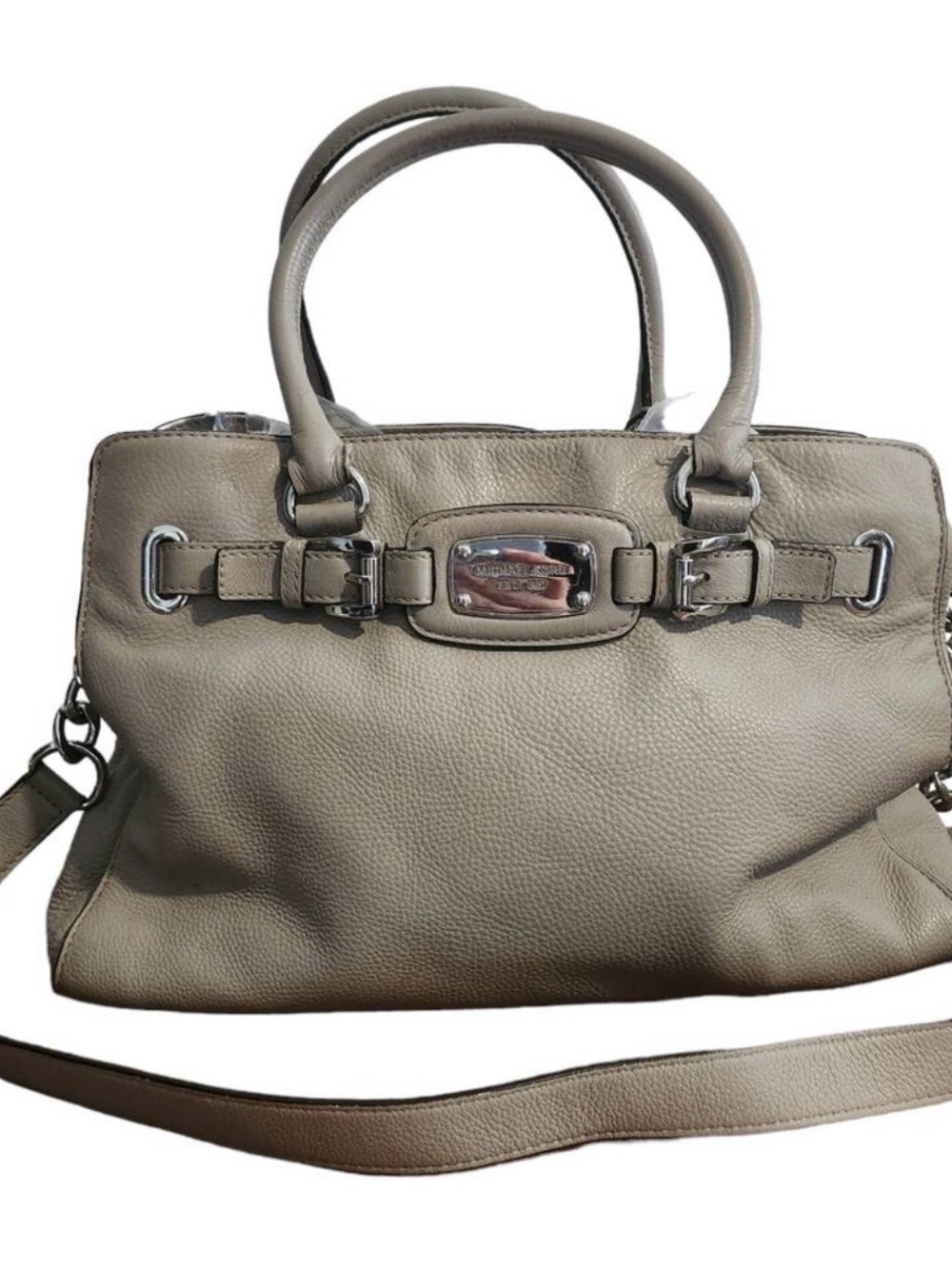 Michael Kors Hamilton satchel in light gray leather